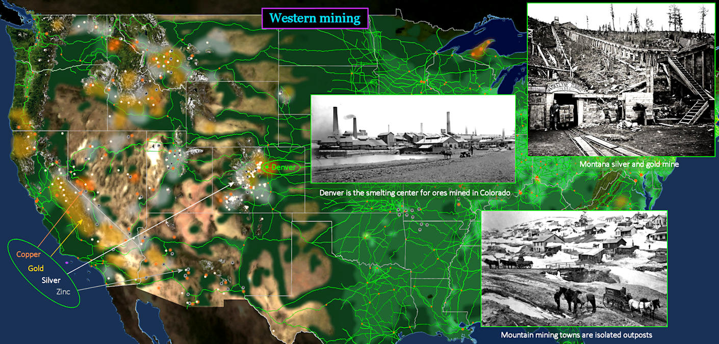Western mining, 1910 map